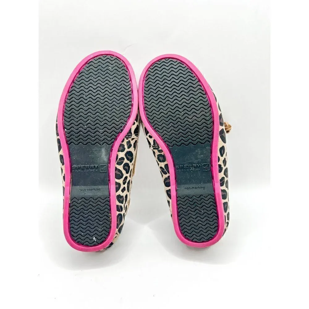 Sperry Top Sider Leopard Print Pink Audrey Loafer Size 8.5